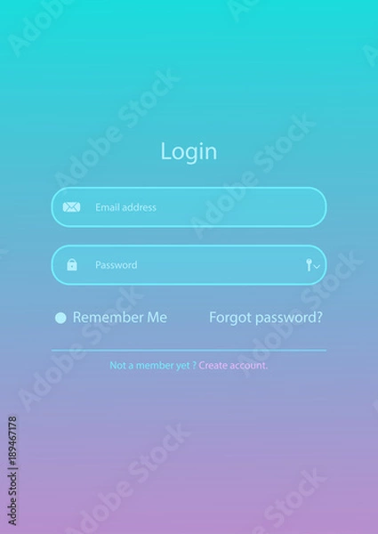 Obraz Login form page with gradient background . Create account. Website ui vector elements. Vector illustration.