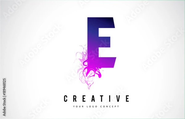 Obraz E Purple Letter Logo Design with Liquid Effect Flowing