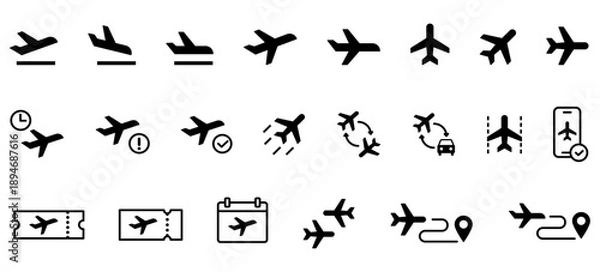 Fototapeta 飛行機・航空機・ジェット機アイコンモノクロ