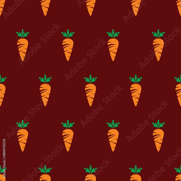 Obraz Seamless Carrot Pattern Design. Vegetable wallpaper. Carrot background Vector