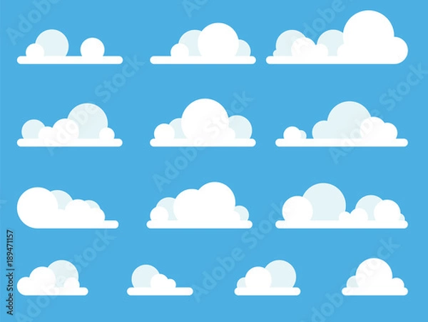 Obraz Cartoon Clouds Set On Blue Sky Background