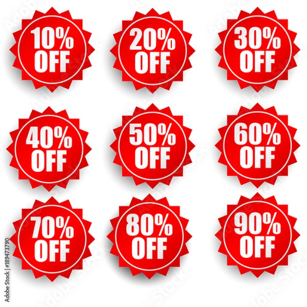 Obraz красные скидочные стикеры для распродаж