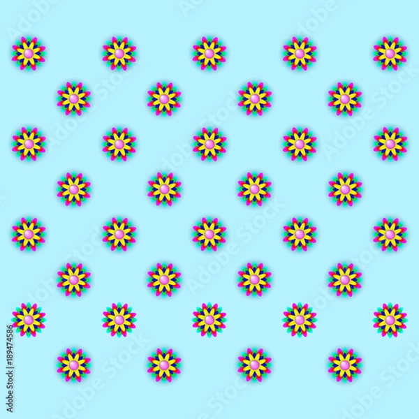 Obraz multicolored flowers on a blue background