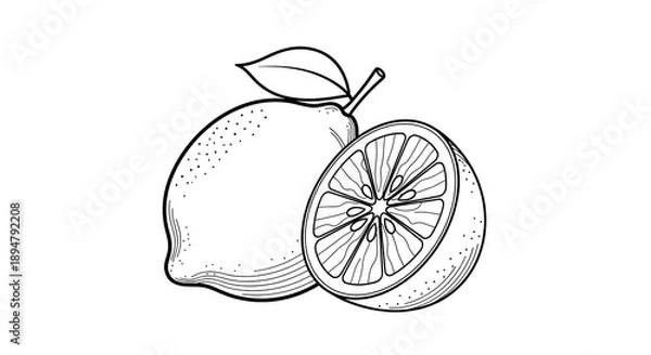 Obraz Fresh Lemons with Leaf and Half Slice on White