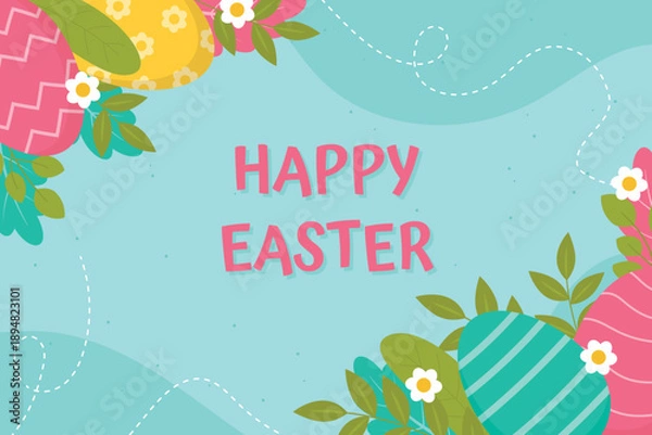 Fototapeta Flat background for easter day celebration