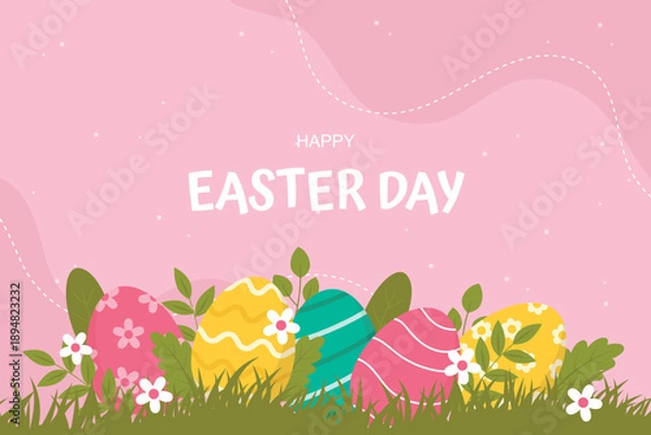 Fototapeta Flat background for easter day celebration