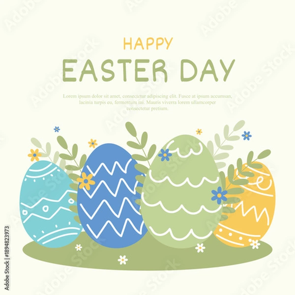 Fototapeta Flat background for easter day celebration