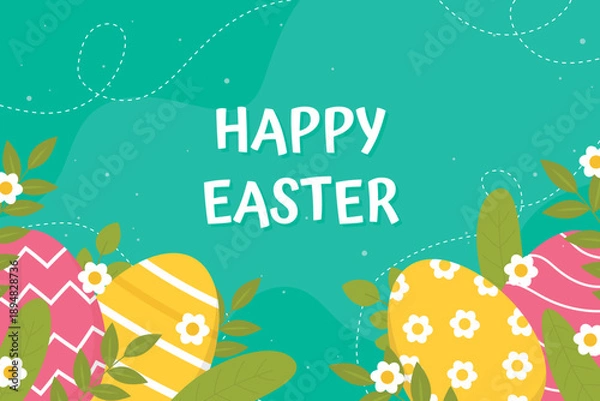 Fototapeta Flat background for easter day celebration