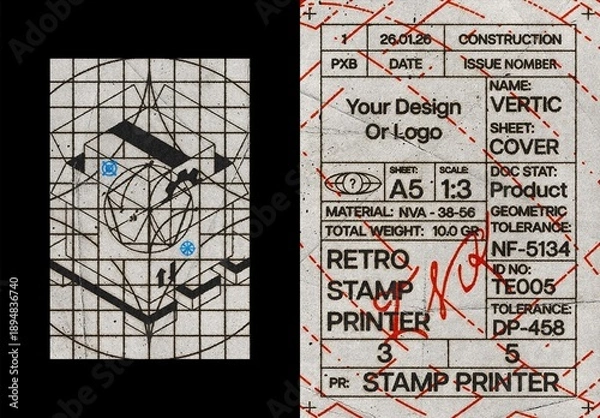 Obraz Retro Stamping Printer Template Mockup