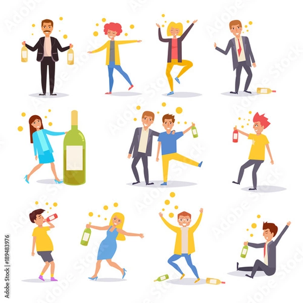 Obraz Drunk people. Set.