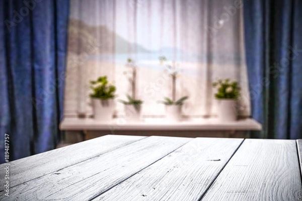 Fototapeta desk of free space and window background 