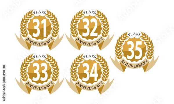 Obraz Ribbon Anniversary Leaf Template Set