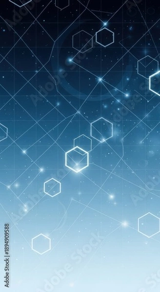 Obraz Abstract blue background with glowing hexagonal network connections
