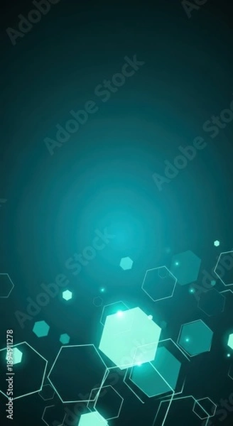 Obraz Abstract teal background with glowing hexagonal network design