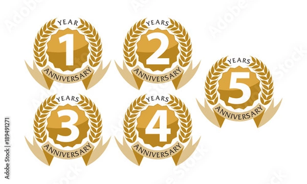 Obraz Ribbon Anniversary Leaf Template Set