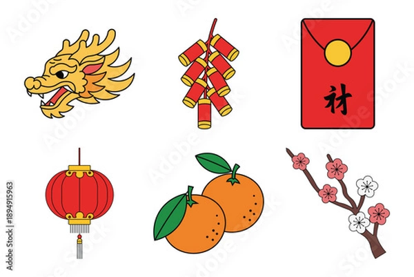 Obraz Chinese New Year Celebration Elements Collection