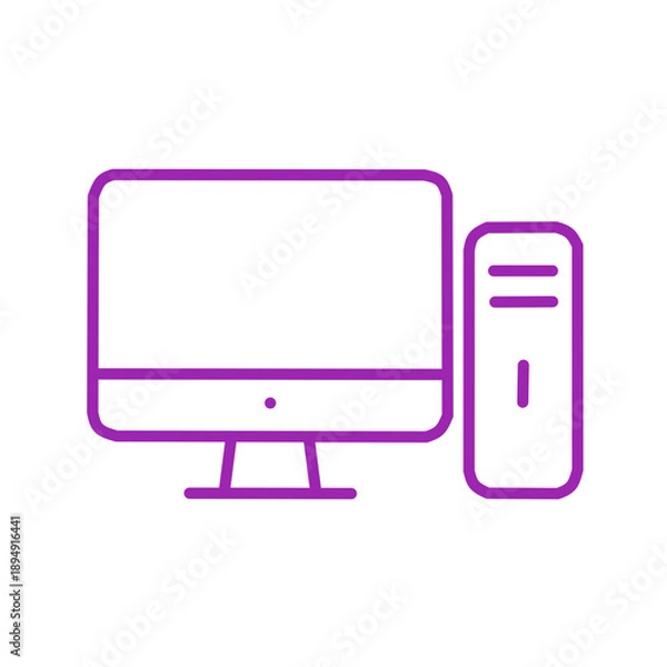 Obraz Purple Desktop Computer Outline Icon for Creative Technology Projects