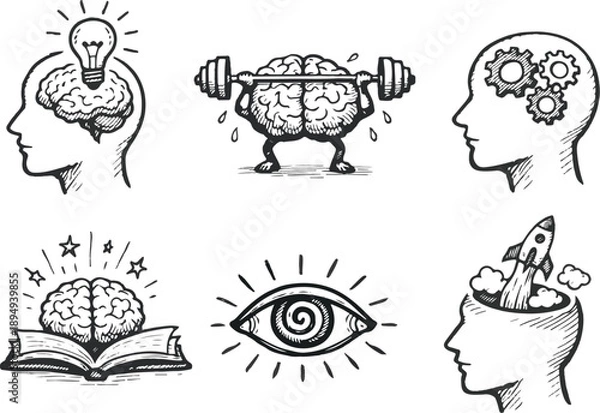 Obraz Creative Brain and Knowledge Icons