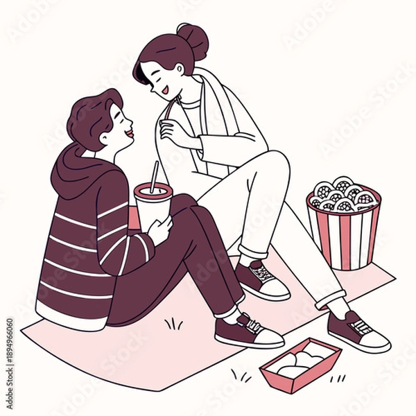 Obraz Sitting on Floor with Snacks