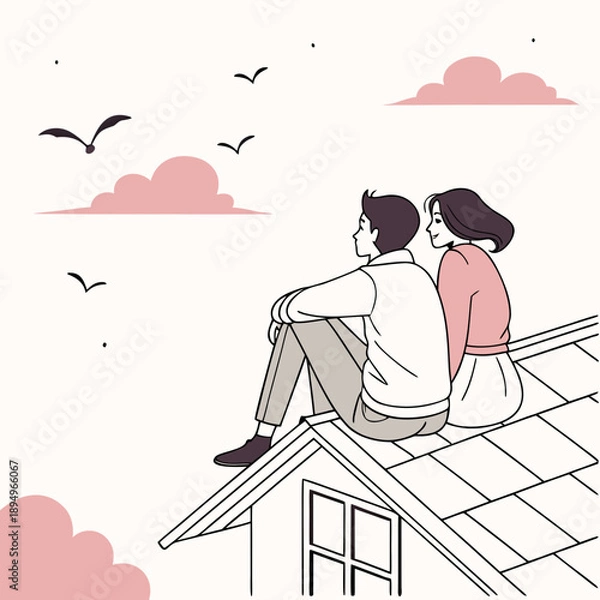 Obraz Sitting on Rooftop Watching Sky 1