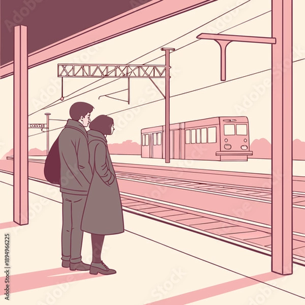 Obraz Waiting Train Together