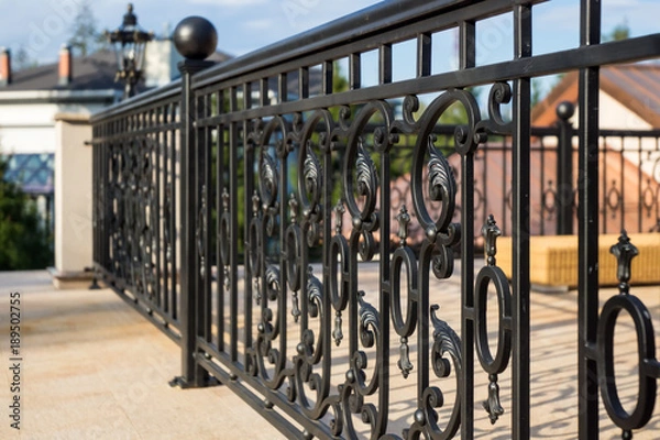 Fototapeta Decorative, forged banisters, fence in old style