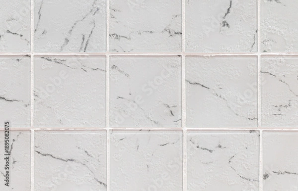 Obraz White stone squares tile pattern wall
