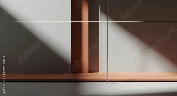 Obraz モダンな建築や不動産をイメージした直線美とテラコッタの抽象背景。都市開発や設計デザイン向け16:9高品質素材。