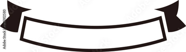 Obraz 文字入れに便利な黒の線画リボン・湾曲フレーム・白抜き飾り枠