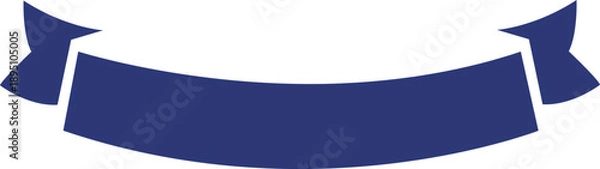 Obraz 信頼感のあるネイビーブルーの湾曲リボン・タイトル見出し・飾り枠素材