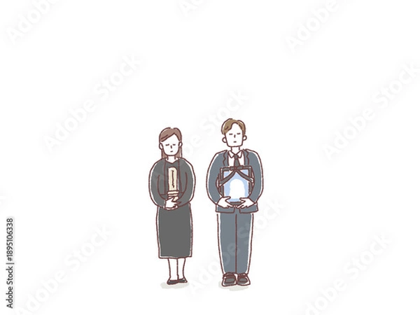 Obraz 葬儀、別れのイラスト（家族葬、遺影、位牌）