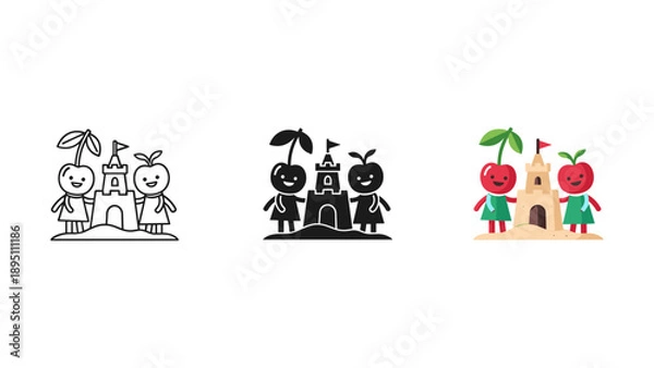 Obraz Whimsical Monkey Vector Illustrations with Tropical Elements