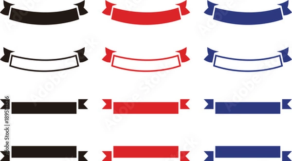 Obraz リボン・見出し・タイトルのベクターフレームセット（赤・青・黒）