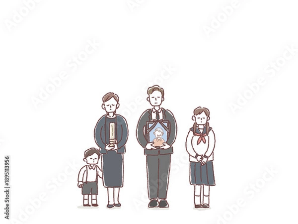 Obraz 葬儀、別れのイラスト（家族葬、遺影、位牌）