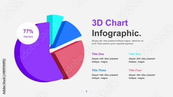 Obraz Modern 3D Infographic Pie Chart for Data Visualization