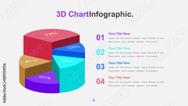 Obraz 3D Pie Chart Infographic for Business Data Presentation