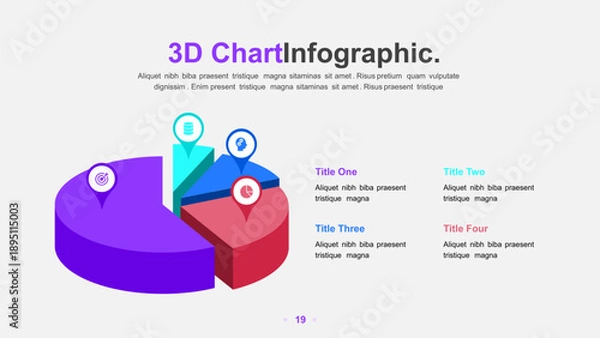 Obraz Modern 3D Pie Chart Infographic for Data Presentation