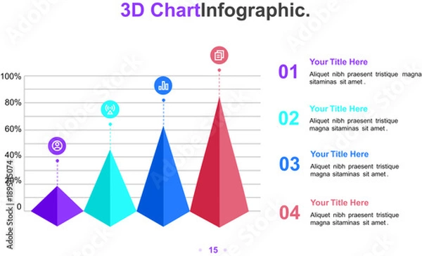 Obraz Modern 3D Pyramid Chart Infographic for Data Presentation