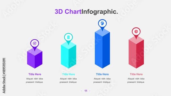 Obraz 3D Bar Chart Infographic Template