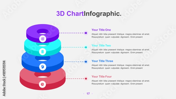 Obraz 3D Stacked Ring Infographic with Four Data Levels