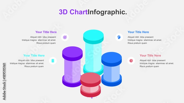 Obraz Modern 3D Cylindrical Bar Chart Infographic for Data Presentation