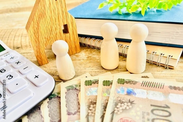 Fototapeta 家族と教育にかかる費用のイメージ