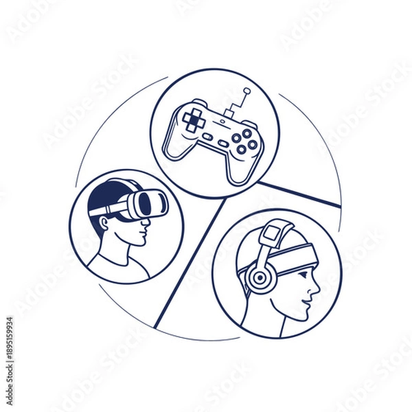 Obraz Modern VR headset and gaming controller illustration