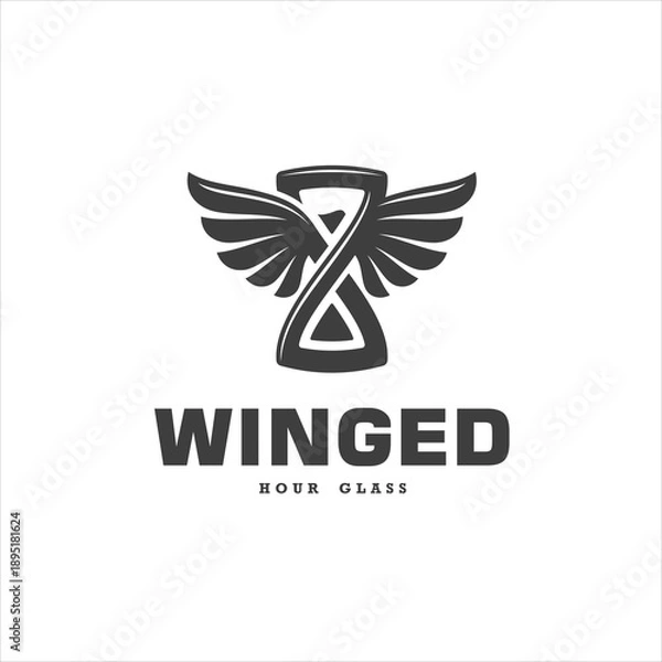Obraz Winged Hourglass Sand Time Countdown Old Classic Timer Logo Design