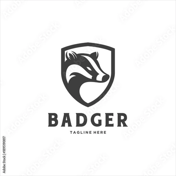 Obraz Aggressive Badger Head in The Shield Logo Design