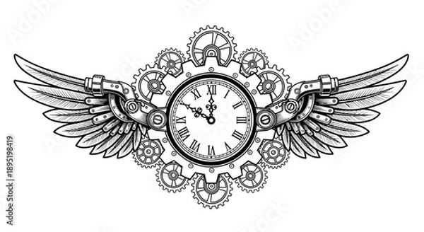 Obraz clock with wings