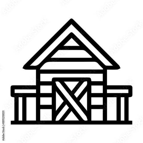 Fototapeta Rustic Barn Line Icon