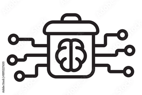 Fototapeta AI Smart Delete Line Icon Vector for System Security App Website