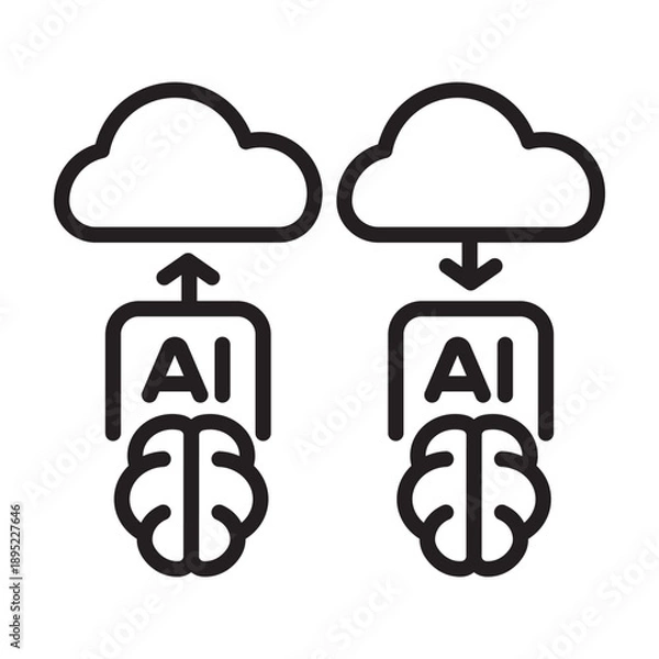 Fototapeta AI Cloud Sync Line Icon Vector for App Website Infographic Technology