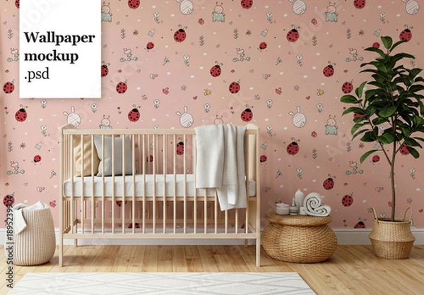Obraz Nursery wallpaper mockup